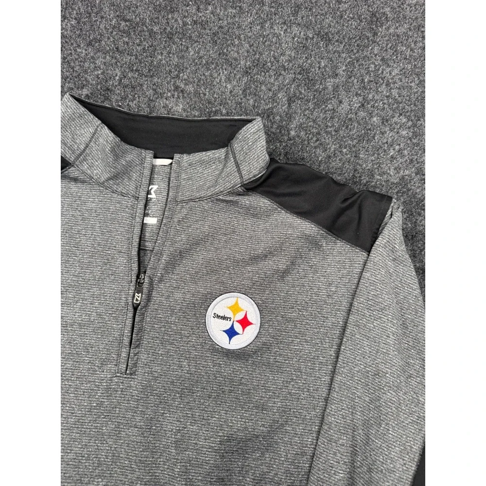Pittsburgh Steelers Cutter & Buck DryTec 1/4 Zip Pullover Mens XL Gray NFL